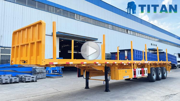 Tri Axle Flatbed Trailer with Pillars for Sale in Ghana