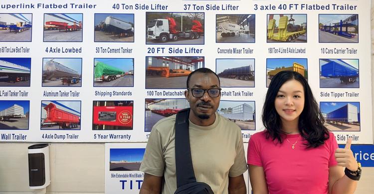 Tri Axle Low Bed Trailer with Folding Ramp in Angola