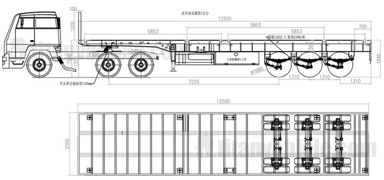 Tri Axle Flatbed Trailer with Front Board for Sale In Zambia