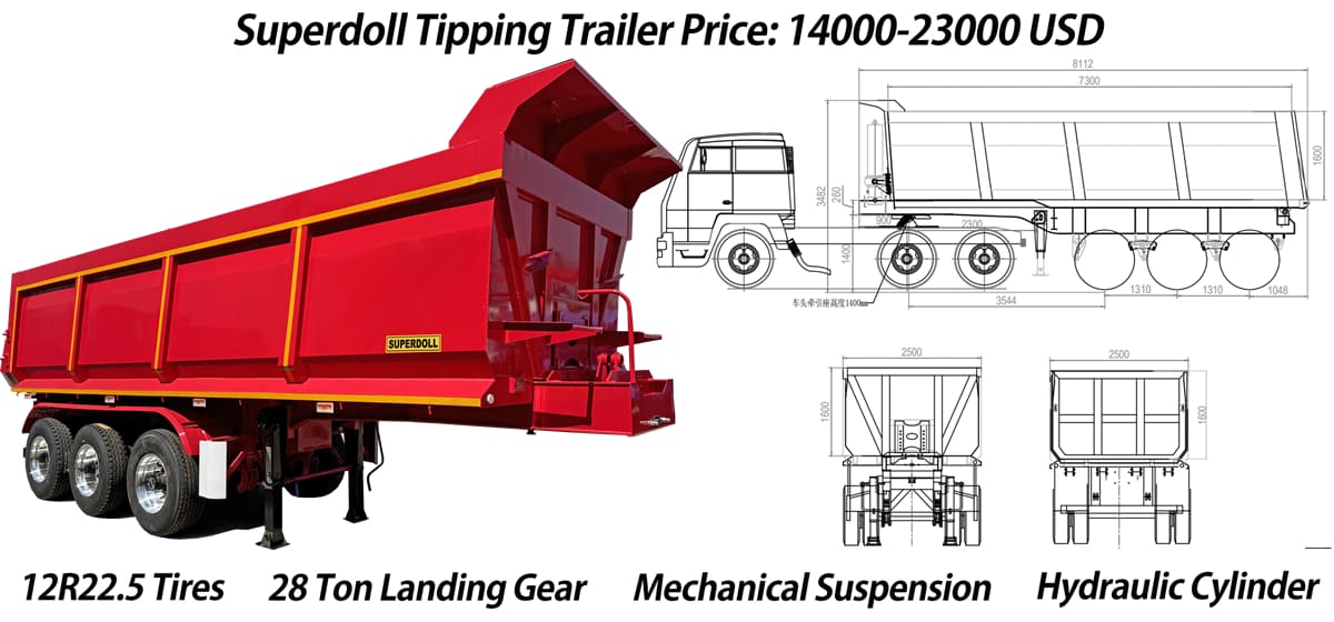 Superdoll Dar es salaam Tipping Trailer Price: 14000-23000 USD