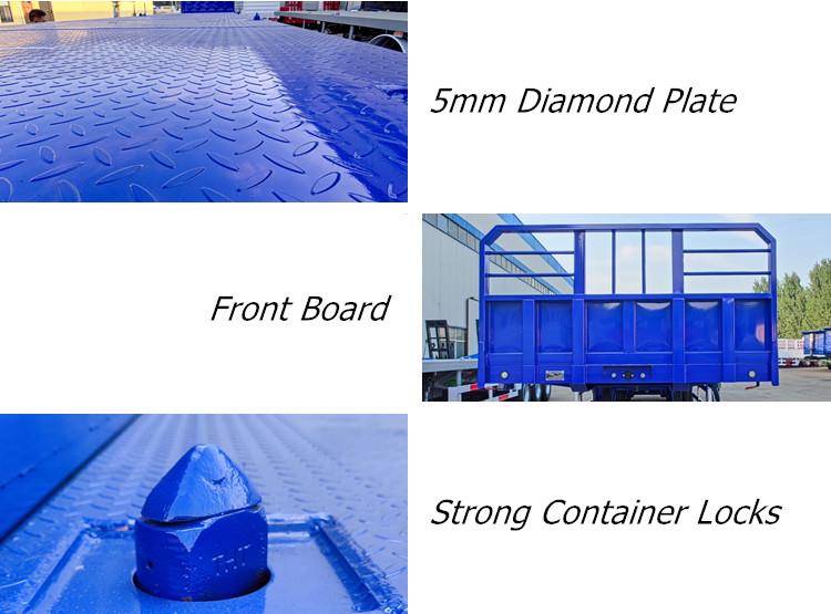 40FT Flatbed Tri Axle Trailer for Sale with Front Board