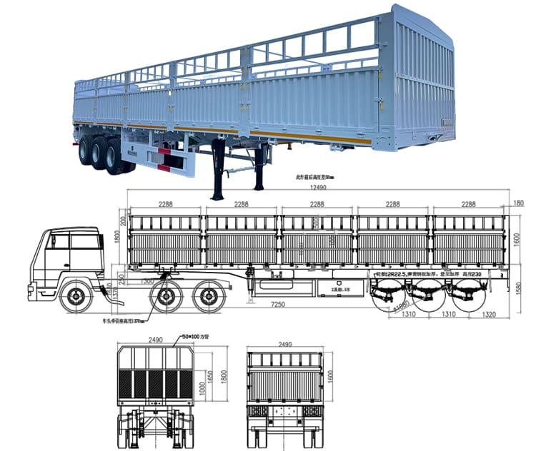 Sugar Cane Livestock Fence Semi Trailer for Sale in Zimbabwe
