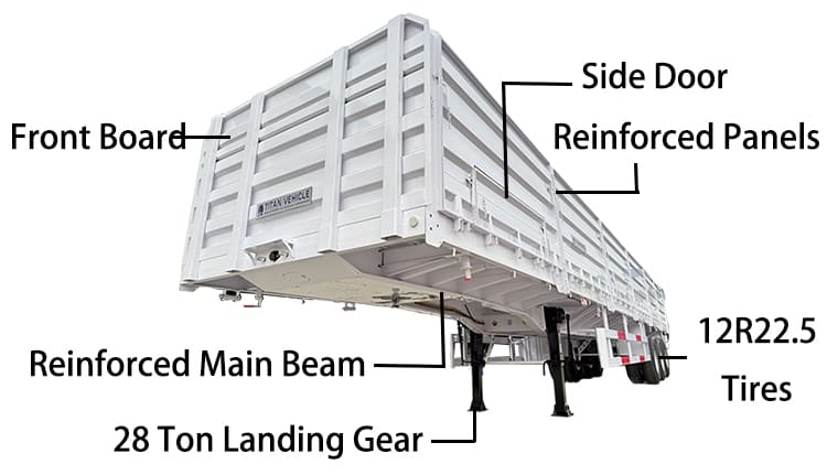 Bulk Cargo Sidewall Semi Trailer Price | Grain Trailer for Sale in Zimbabwe