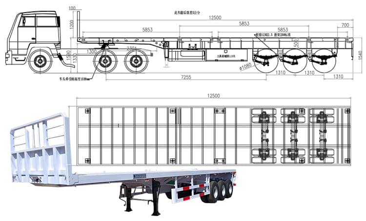 Tri Axle 40Ft Flat Bed Semi Trailers Price for Sale in Ghana  