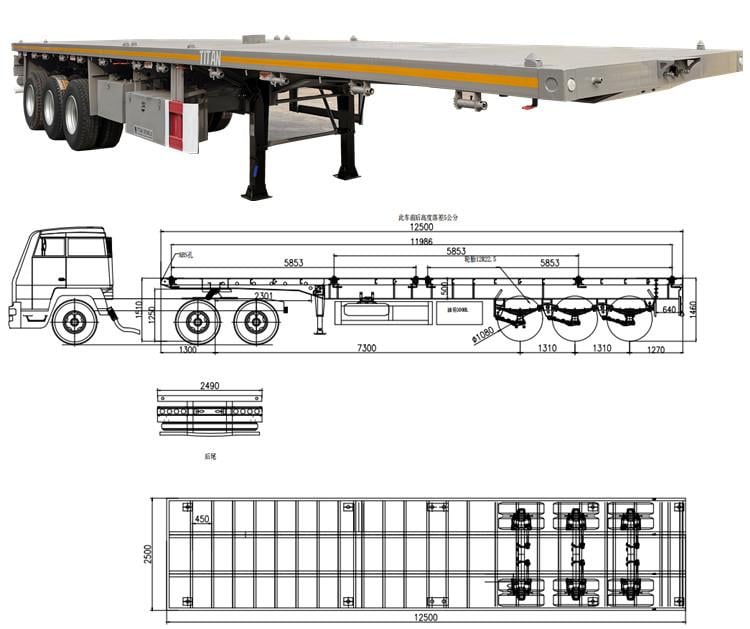 Heavy Duty Tri Axle Flatbed Truck Trailer for Sale in Congo